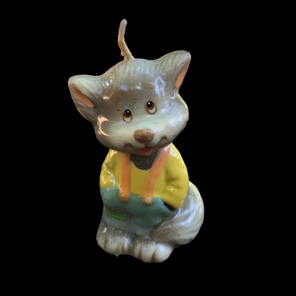 Vintage Feline Feelins Kitty Cat Miniature Candle, Cake Topper - Picture 1 of 9